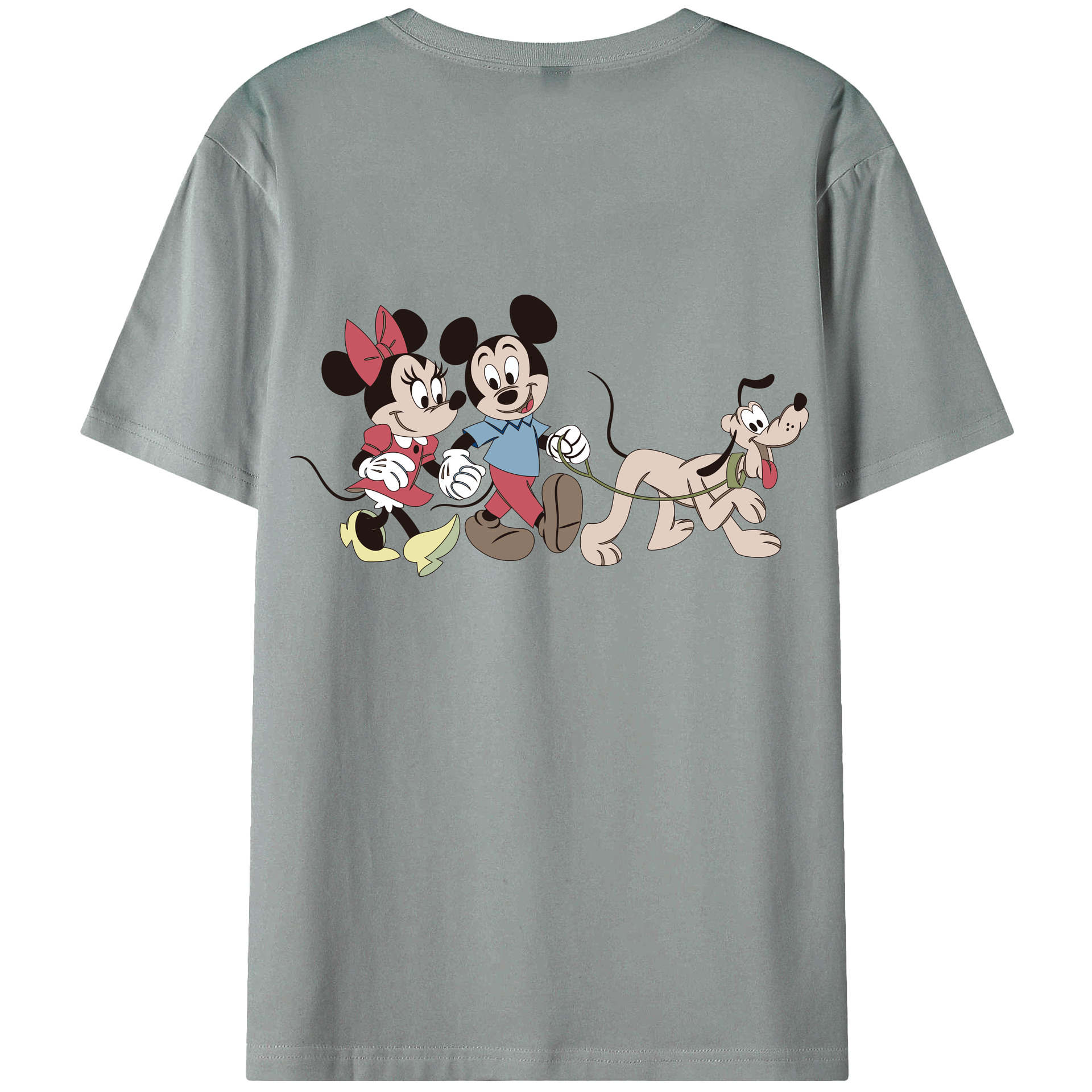 ミッキーマウス Mickey Mouse 綿100％ メンズ半袖Tシャツ（バックプリント） 通気性